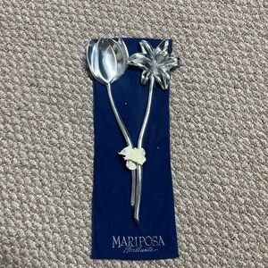 Mariposa Silver Vintage 1992 Tulip Floral Salad Server Spoon Set